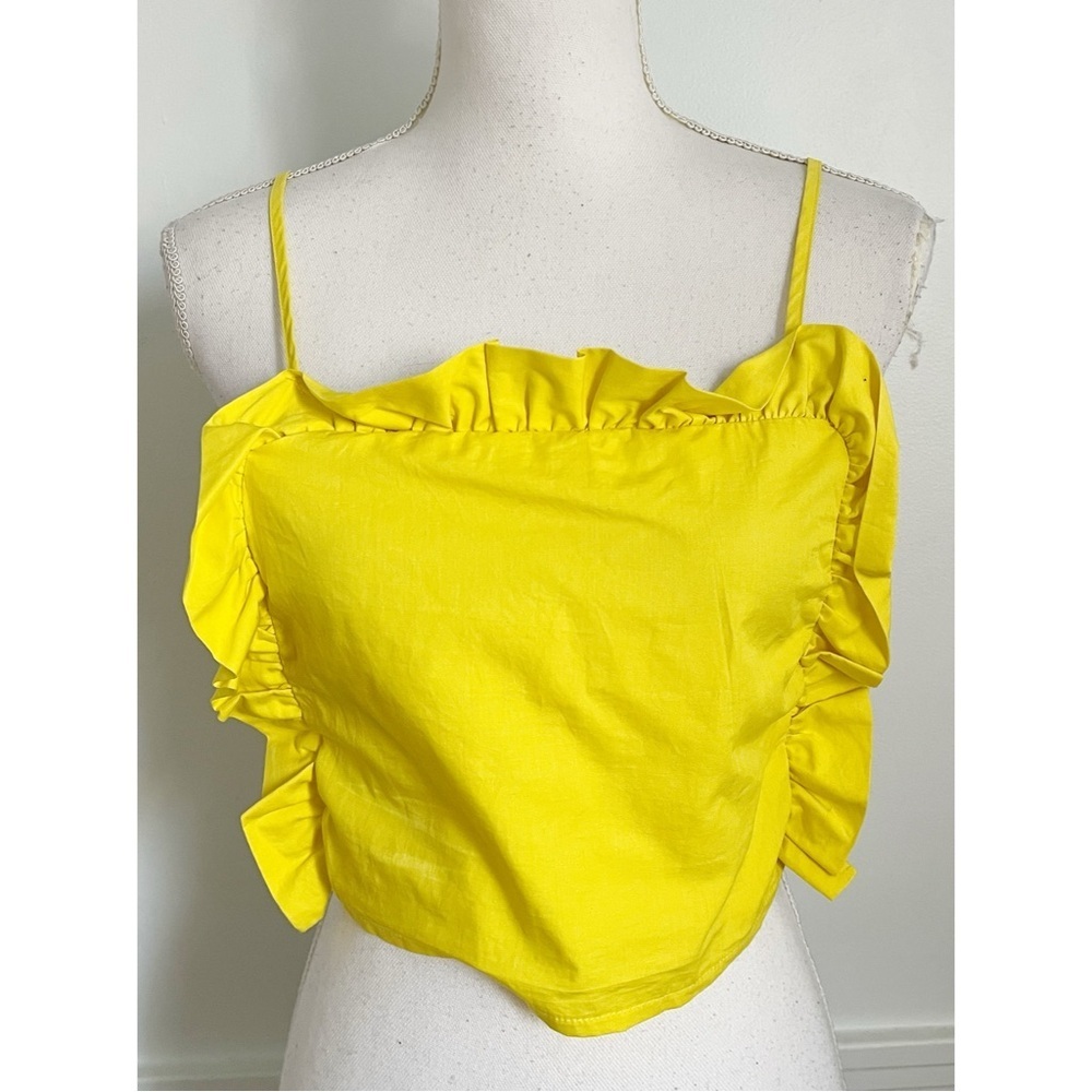 Zara Trafaluc • Yellow Ruffle Trim Women's Crop Tank Top